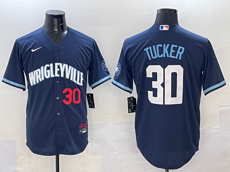 Men Chicago Cubs #30 Tucker Dark Blue City Edition 2025 Nike MLB Jersey style 3